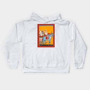 Krishna & Balarama on Chariot with Akrura 1700s Bhagavata Purana Kids Hoodie